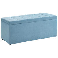 OTTOMANE Stoff 100/40 cm Blau Orem - Blau/Schwarz, Holz/Textil (100/42/40cm) - Beliani