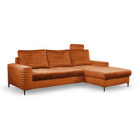 ECKSOFA NITRO R Orange (Velluto 33) - Orange, Holzwerkstoff (253/165cm) - Möblo