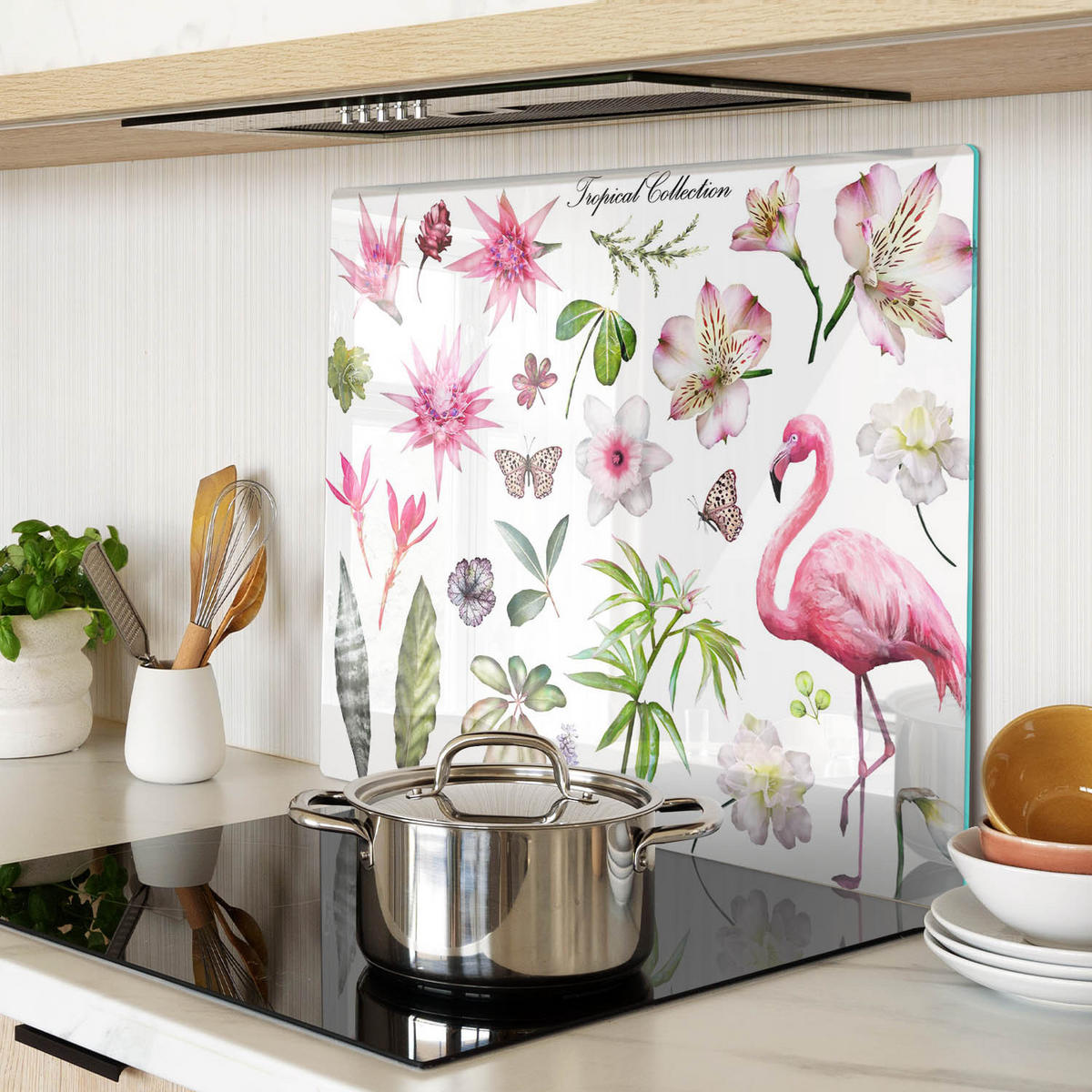 GLASPLATTE 60x52 cm Tropische Kollektion - Pink, Glas (60/0.4/52cm) - TULUP