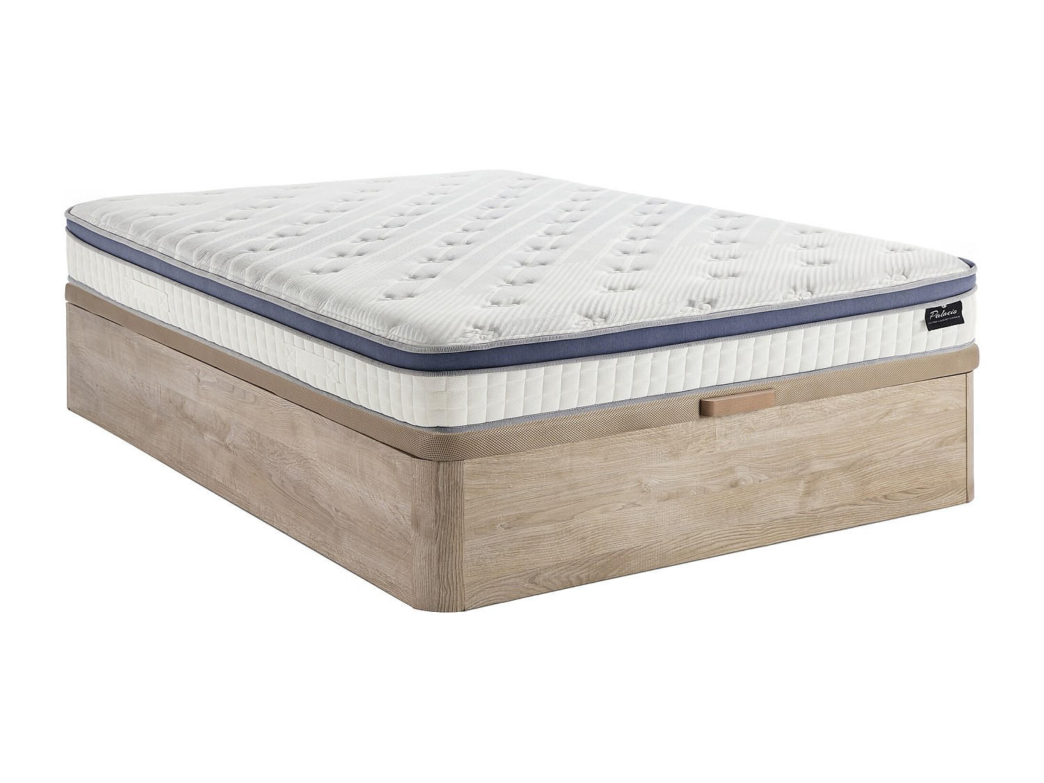 MATRATZE und Bettgestell mit Lattenrost und Bettkasten - 2 Personen - stoff - naturfarben hell Malao - Naturfarben, Holz/Holzwerkstoff (160/200cm) - Vente-Unique