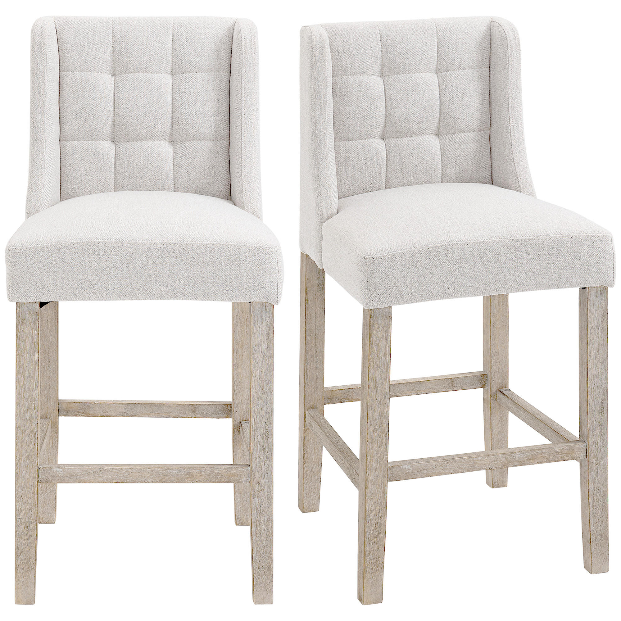 2ER-SET Barhocker moderne Küchenstühle Barstühle für Küche Leinen-Touch Holz - Beige/Weiß, Holz/Kunststoff (50/101/47cm) - HOMCOM