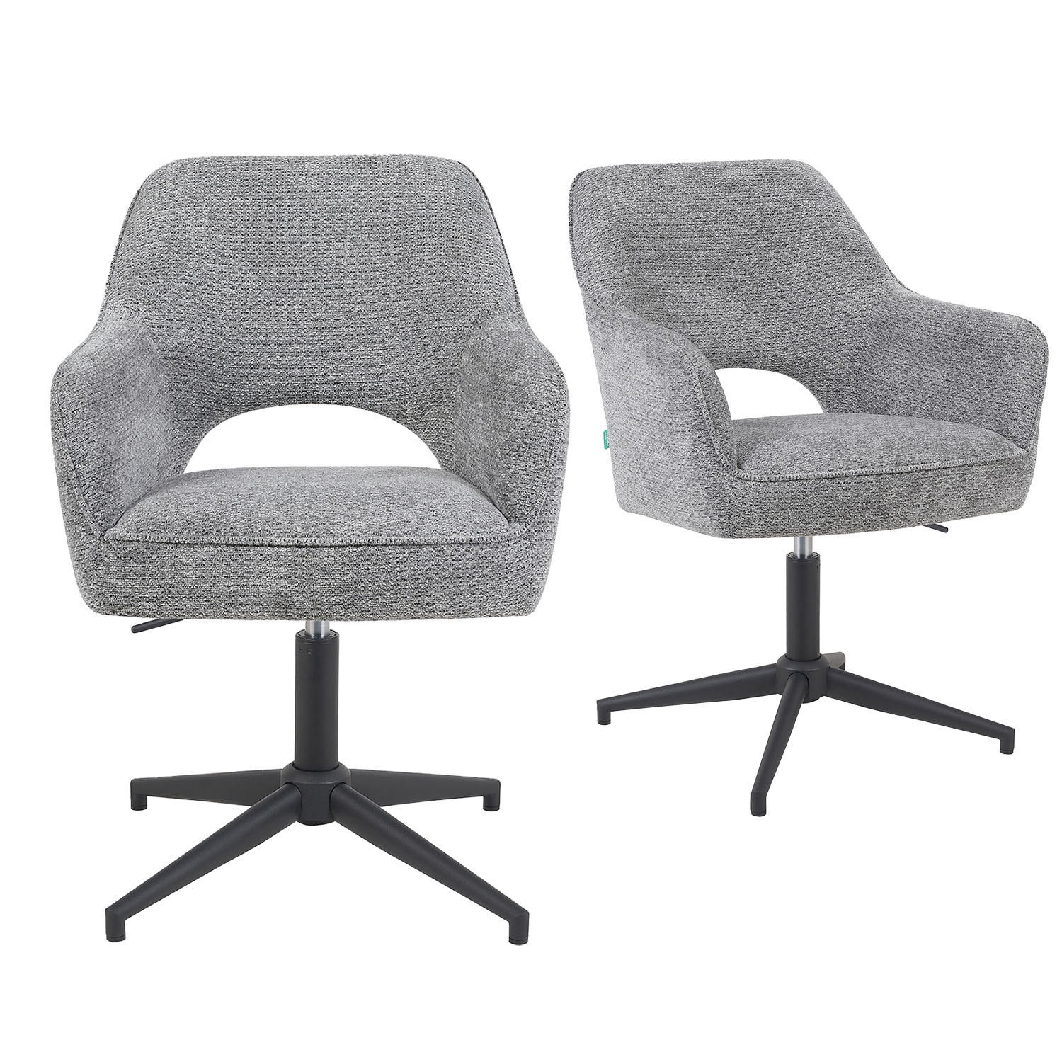 BÜROSTUHL Mika-Bryn 2er-Set - Dunkelgrau/Schwarz, Textil/Metall (60/84/65cm) - DUBI Möbel