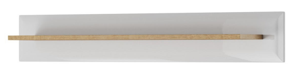 WOHNWAND Weiß Riviera Eiche Nordan Mit LED Mit Regalen - Eichefarben/Weiß, Holzwerkstoff (305/197/40cm) - Sepro Meble