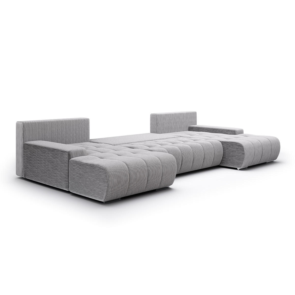 PANORAMASOFA Jonas 5 Sitzplätze Hellgrau - Grau, Holz (350/85/185cm) - Petits-meubles