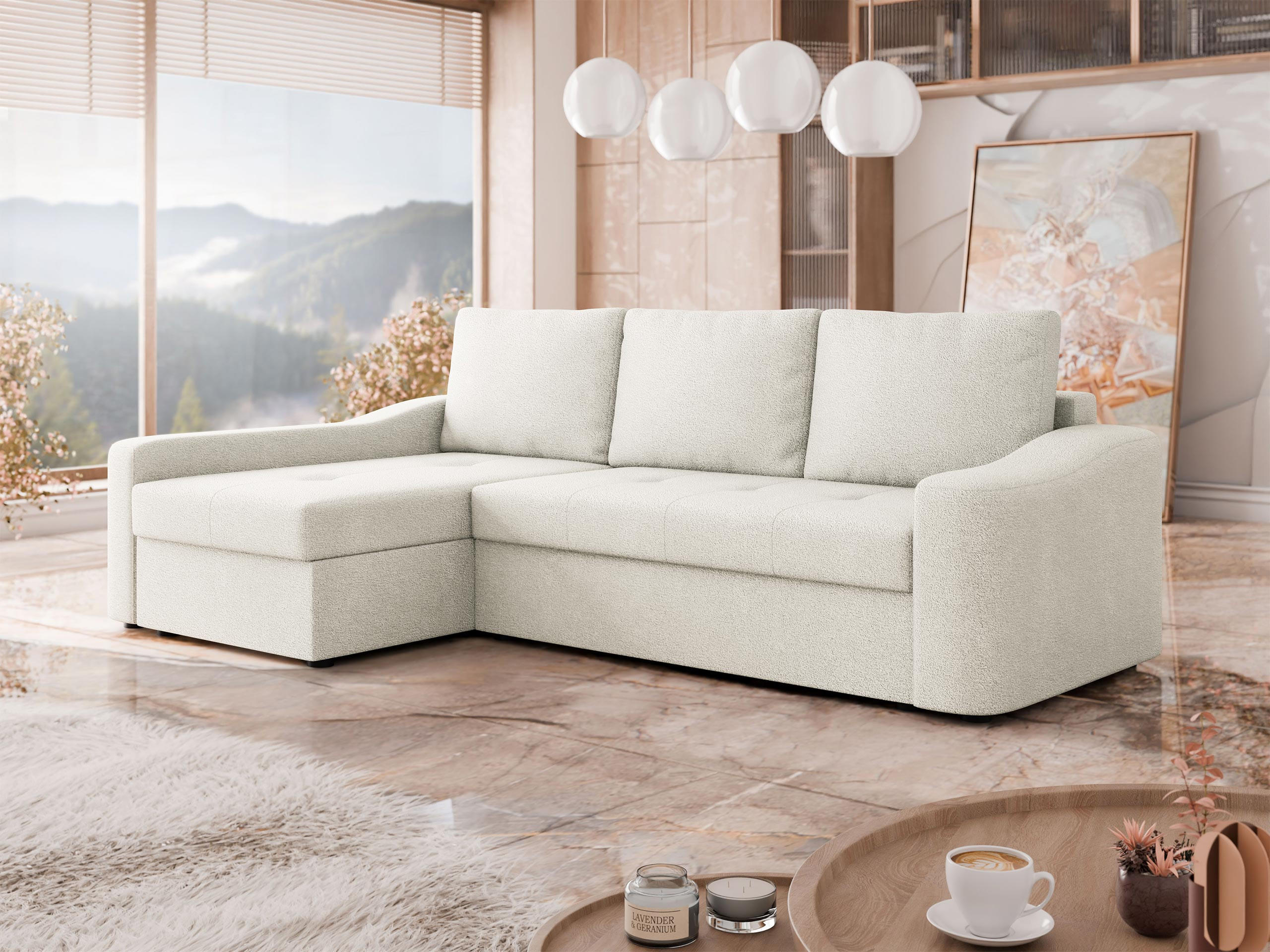 ECKSOFA Harbor, Seite: Links - Schwarz/Naturfarben, Holz/Kunststoff (253/148cm) - MIRJAN24