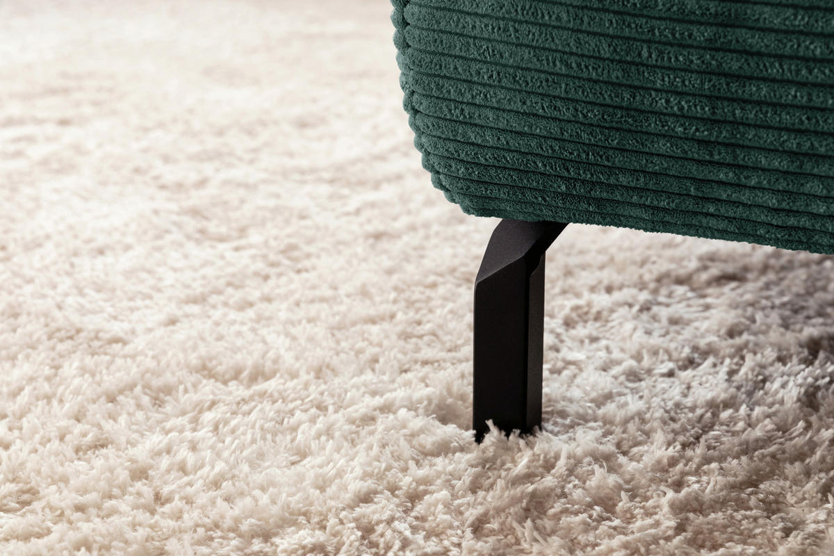 ECKSOFA MIT MOTORISCHEM SITZVORZUG DELIA Smaragdgrün Cord - Smaragdgrün/Schwarz, Textil/Metall (312/219cm) - KAWOLA