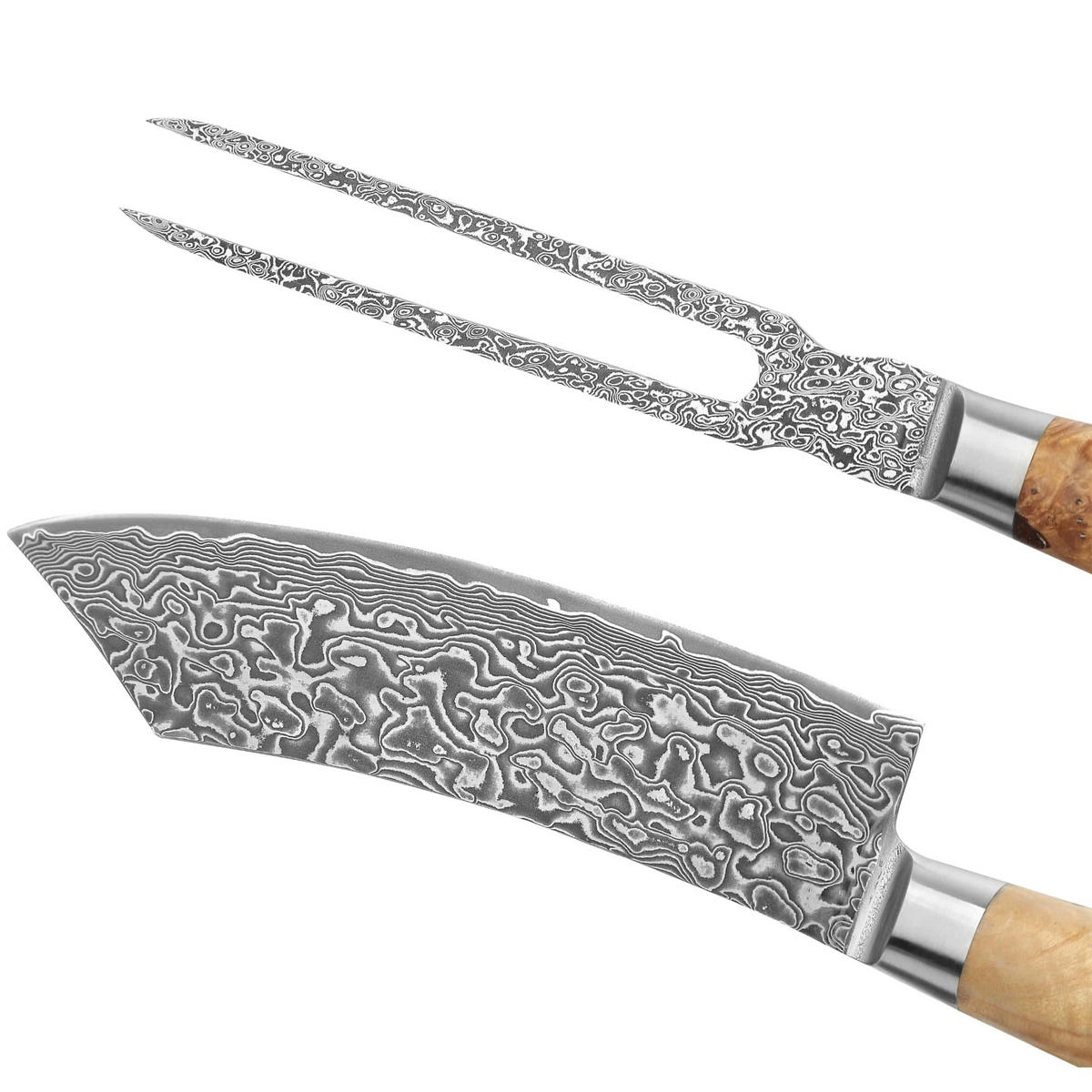 TRANCHIER-SET 2-TEILIG 18–19,5 cm - Birkefarben, Holz/Metall (34cm) - Zayiko