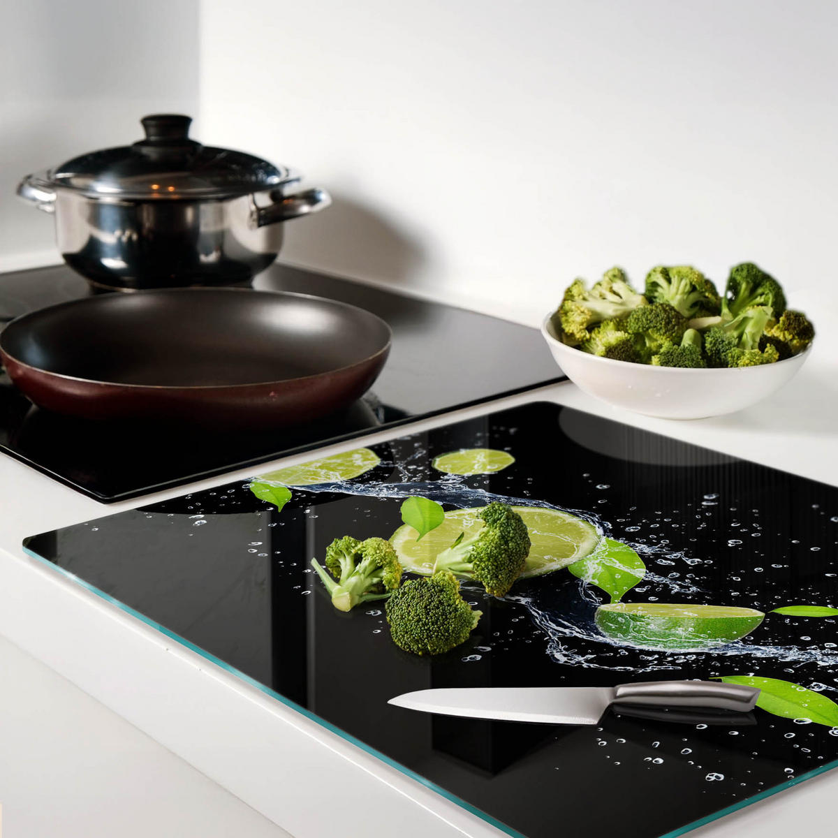 GLASPLATTE 60x52 cm Limetten und Wasser - Grün, Glas (60/0.4/52cm) - TULUP