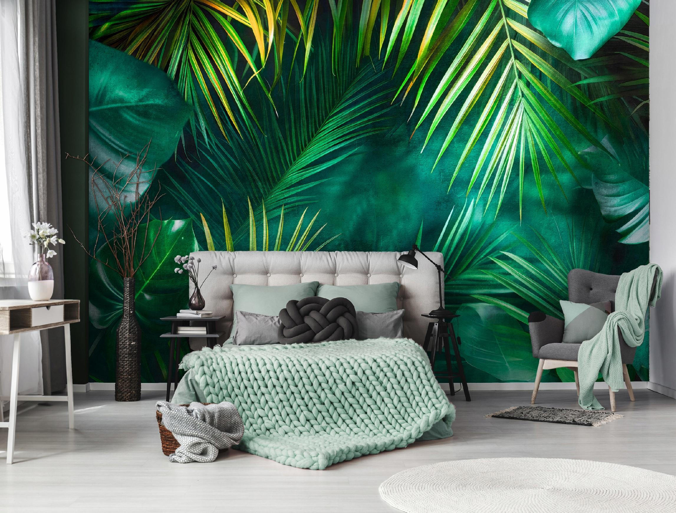 FOTOTAPETE Blätter Dschungel Grün 416x254 cm - Multicolor, Textil (416/254cm) - Wallarena
