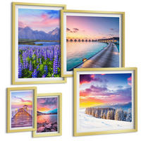BILDER SET 5er Set - 50x50 cm & 20x30 cm & 40x60 cm Goldrahmen - Winterlandschaft des Pierbergs - Goldfarben, Kunststoff (40/60cm) - TULUP