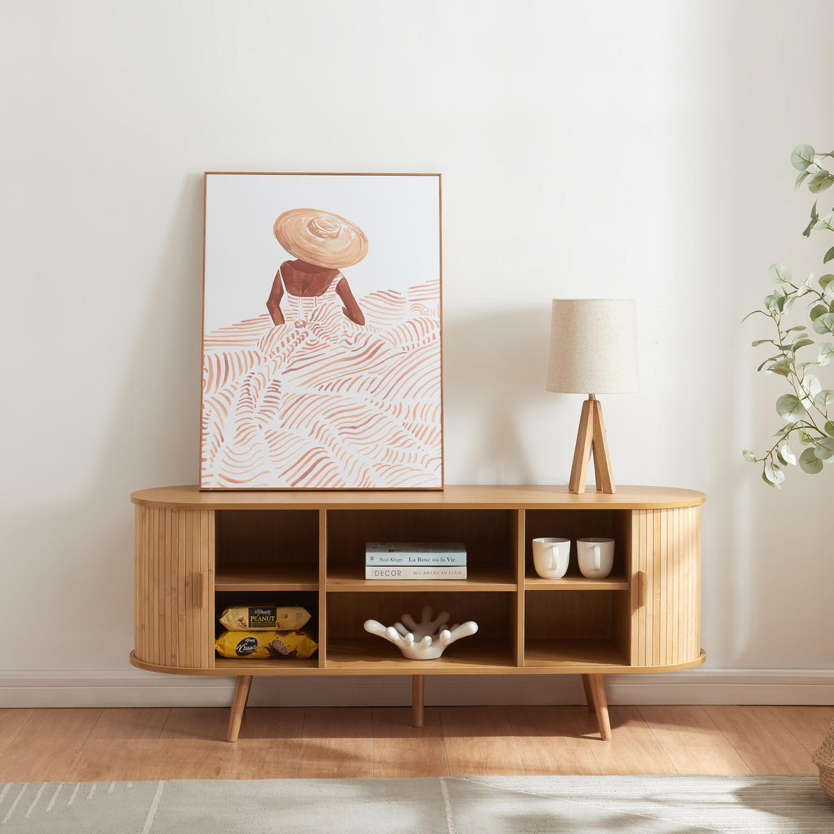 LOWBOARD Nordkapp - Naturfarben, Holz/Holzwerkstoff (140/56/40cm) - [en.casa]