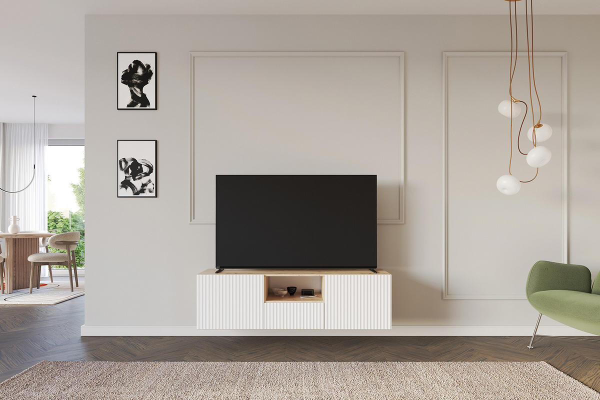 LOWBOARD NOA-2-W 140x40x41 cm - Artisan / Weiß - Weiß, Holzwerkstoff (140/40/41cm) - ALTDECOR