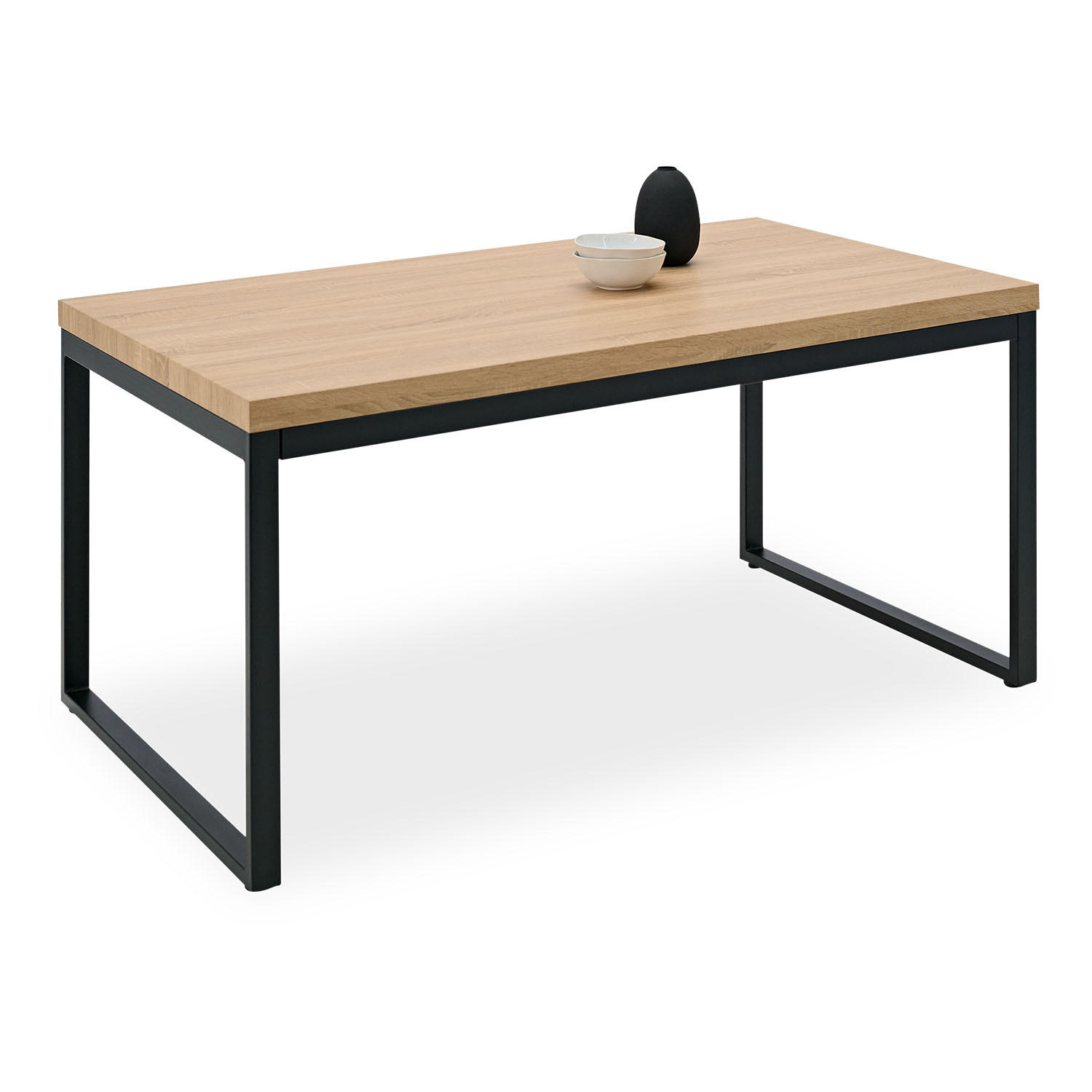 Homestyle4u Esstisch Natur, Schwarz 90x75x160 cm