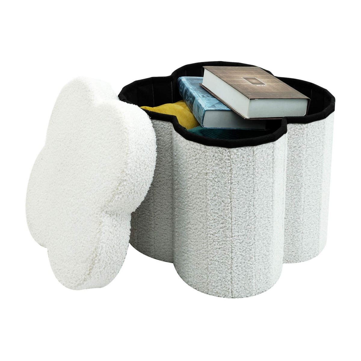 FUSSHOCKER Weiß 40/40/40 cm - Weiß, Textil (40/40/40cm) - Mobili Rebecca