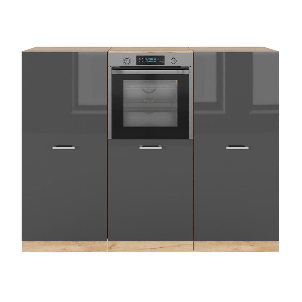 KUHINJSKI BLOK R-Line Antracit visok sijaj/zlati hrast power 180 cm brez delovne plošče - črna/medeni hrast, leseni material (180/143/46cm) - Vicco