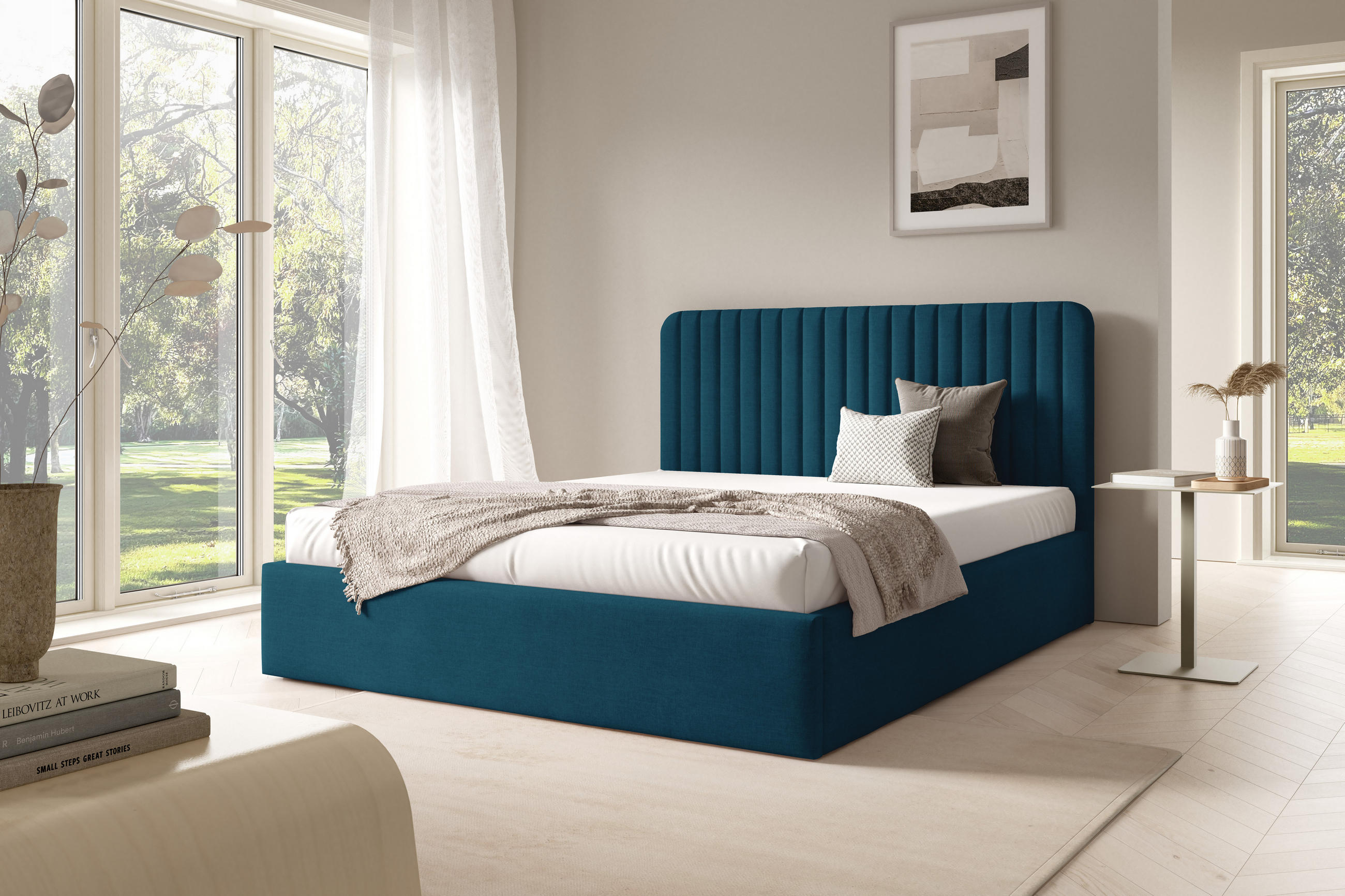 POLSTERBETT BEZA II - Dunkelblau - Dunkelblau, Textil (140/200cm) - AN-Moebel 4u