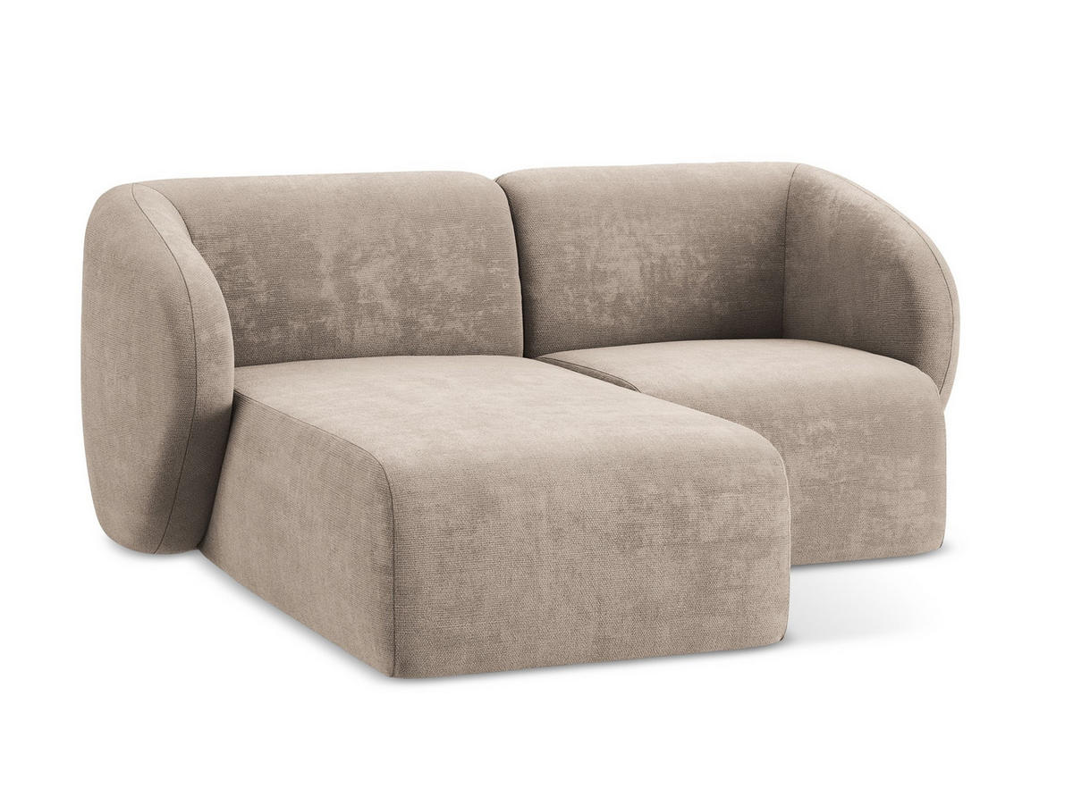 ECKSOFA Links Chenille Stoff Beige - Schwarz/Cappuccino, Holzwerkstoff/Kunststoff (178/166cm) - Makamii