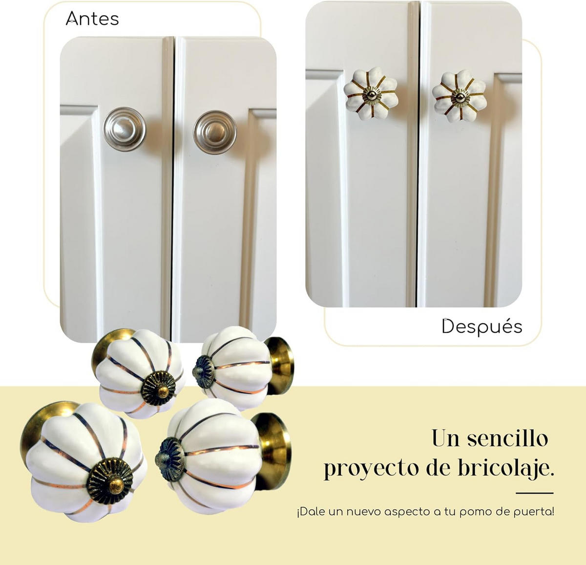 KERAMIKKNÖPFEN Set mit 10 in Weiß und Gold 40 mm Durchmesser. - Weiß, Keramik (4/4/6.9cm) - Nacnic