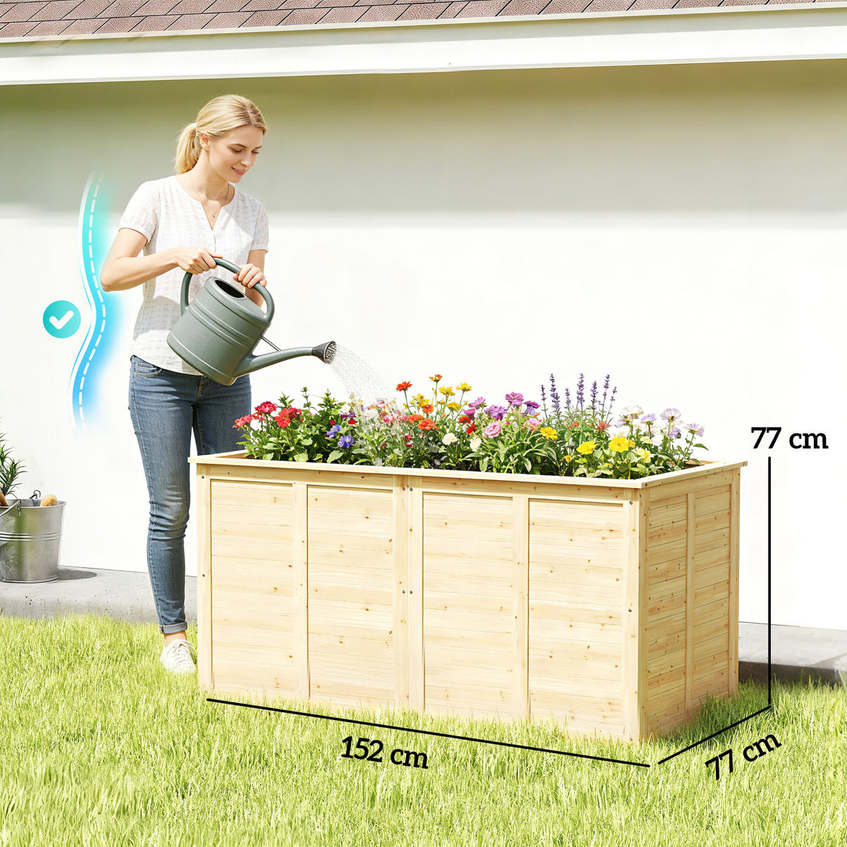 HOCHBEET Tannenholz Naturholz - Naturfarben, Holz (77/77/152cm) - Outsunny