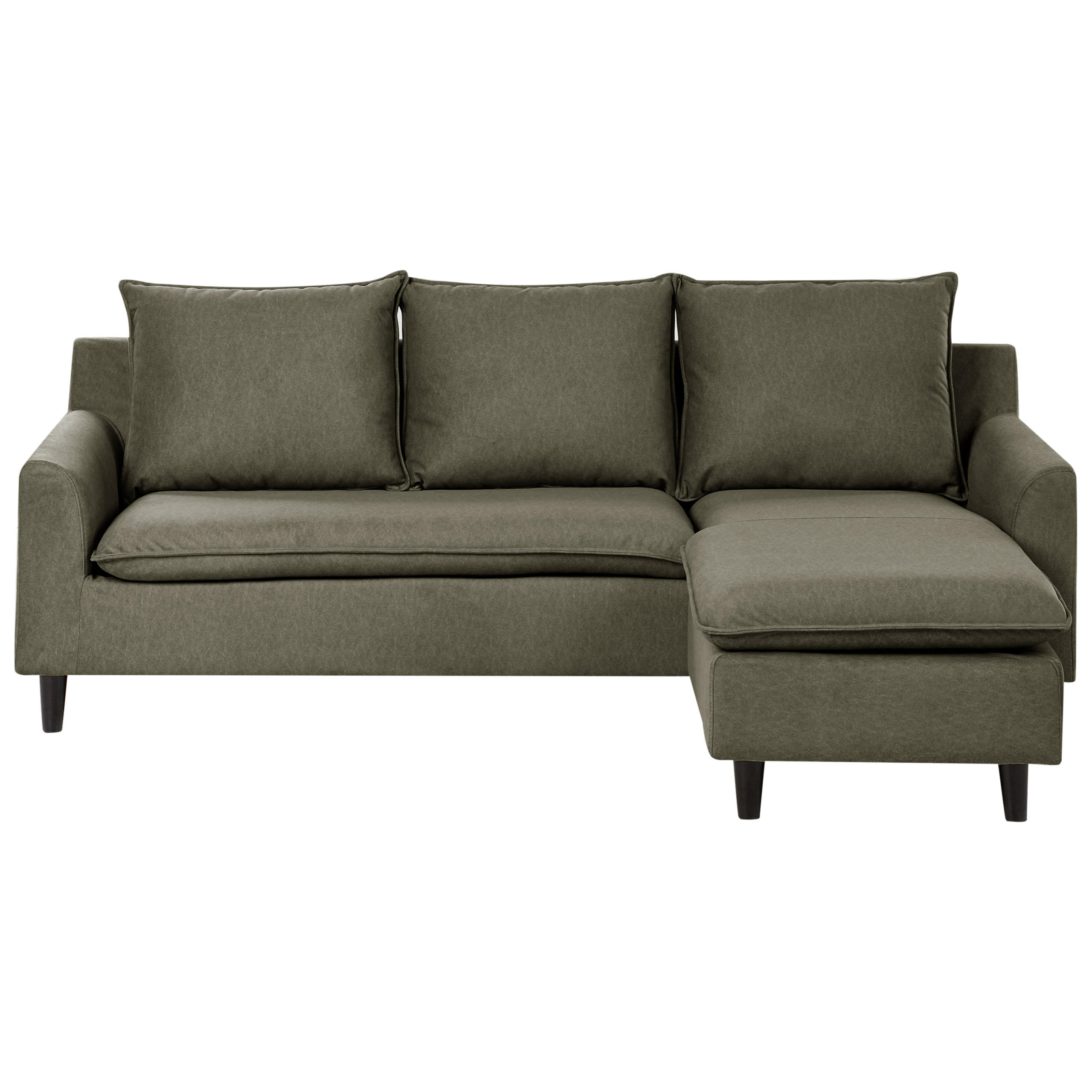 ROHOVÁ POHOVKA 3-místná Sametová látka Tmavě zelená levostranná Elvenes - zelená barva/hnědá, textil (206/140cm) - Beliani
