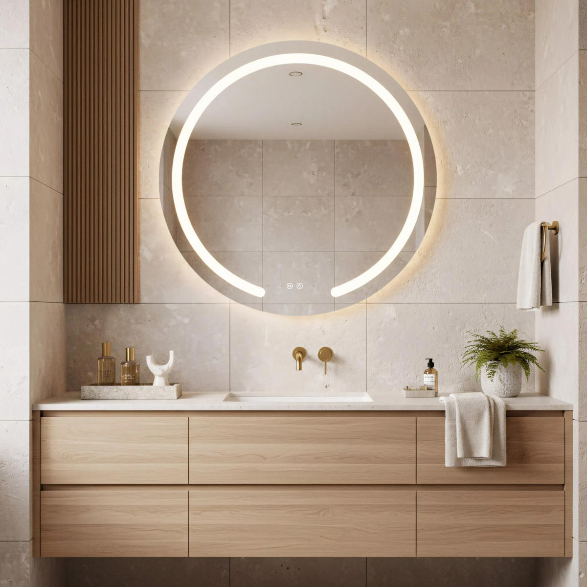 SPIEGEL Rea Led 90cm Modern - Transparent, Glas (90/90/2.5cm) - REA