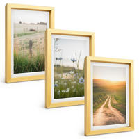BILDER SET 3er Set - 20x30 cm Goldrahmen - Landschaften Natur Felder Weg - Goldfarben, Kunststoff (20/30cm) - TULUP