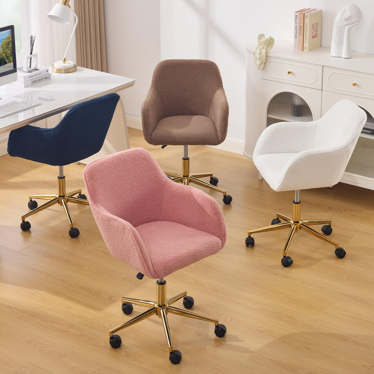 DREHSTUHL 360° drehbar Weiß - Braun, Naturmaterialien (58/86/58cm)