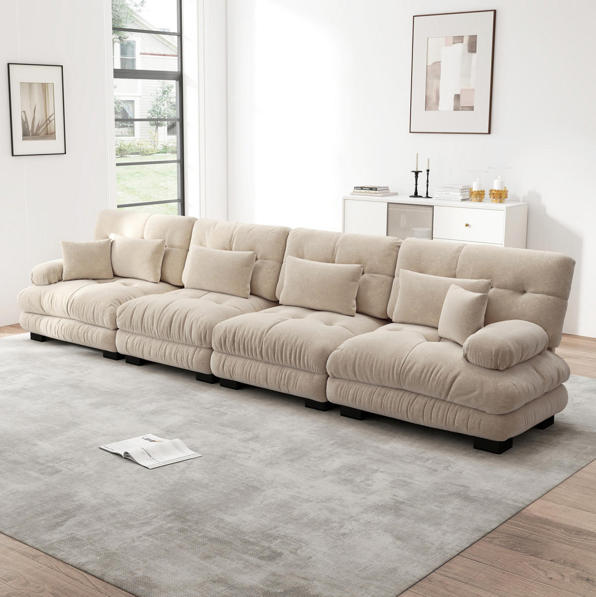 SOFA modular Chenille Light Coffee - Beige, Kunststoff (77/81/406cm) - Meubliv