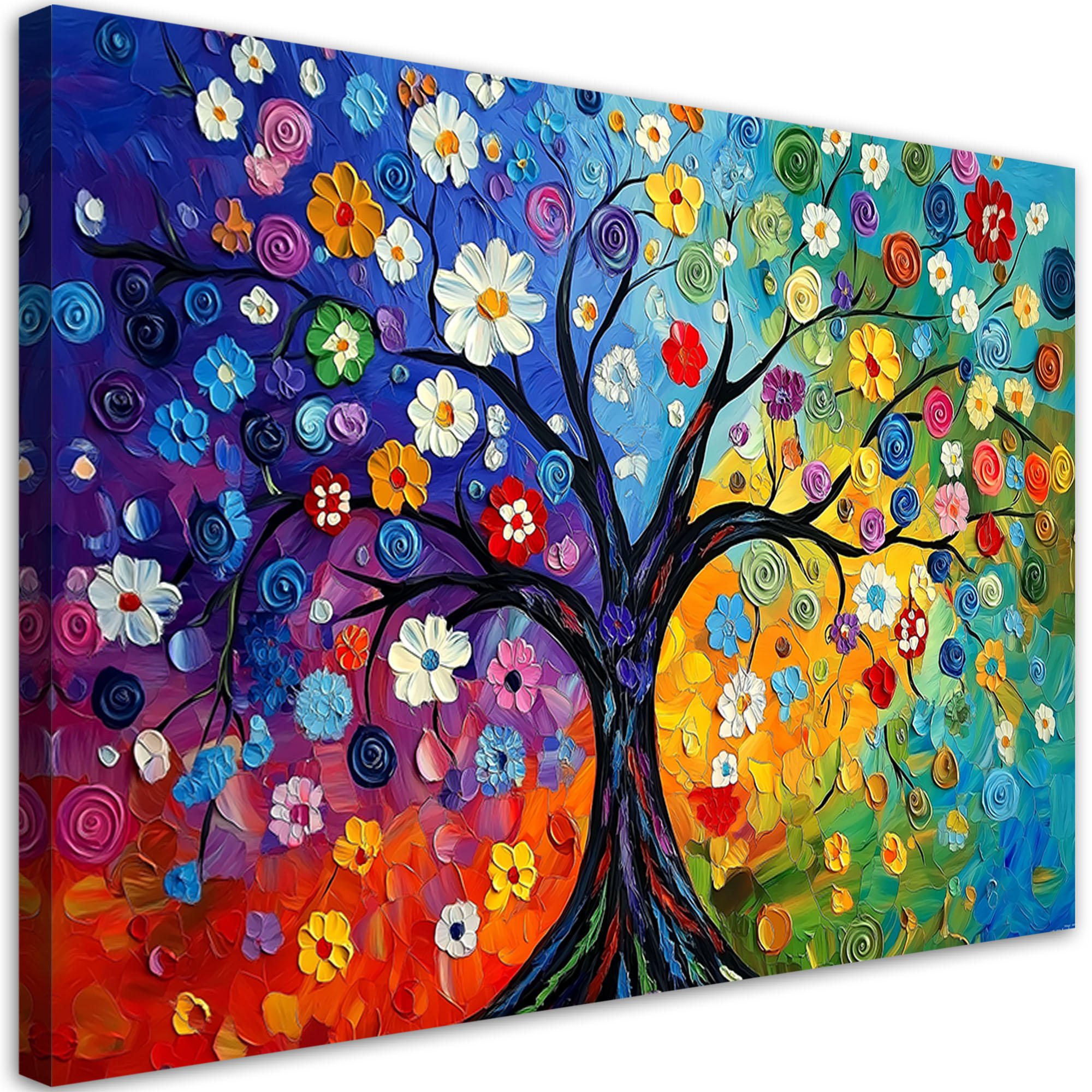 LEINWANDBILD Bunter Baum des Lebens 60x40cm - Multicolor, Textil (60/40cm) - Feeby