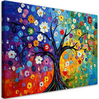LEINWANDBILD Bunter Baum des Lebens 60x40cm - Multicolor, Textil (60/40cm) - Feeby
