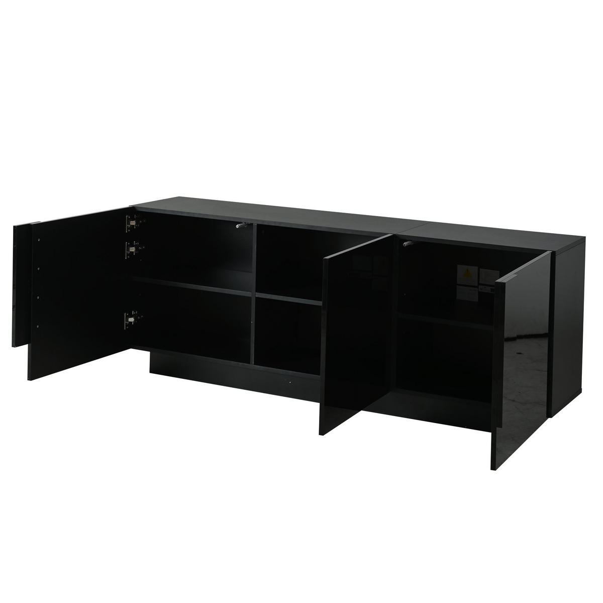 SIDEBOARD Schwarz Hochglanz 3 Türen 160cm 6 Fächer modern - Schwarz, Holzwerkstoff (35/60/160cm) - FLIEKS