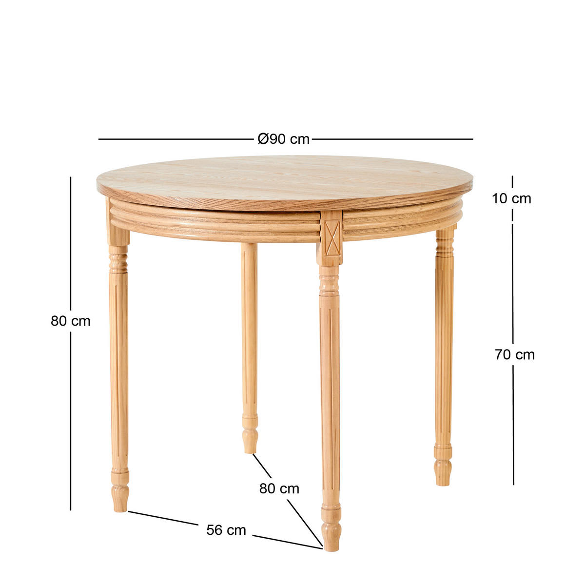 ESSTISCH Rund Braun 90 x 90 x 75 (cm) - Braun, Holz (90/90/80cm) - Nordlys