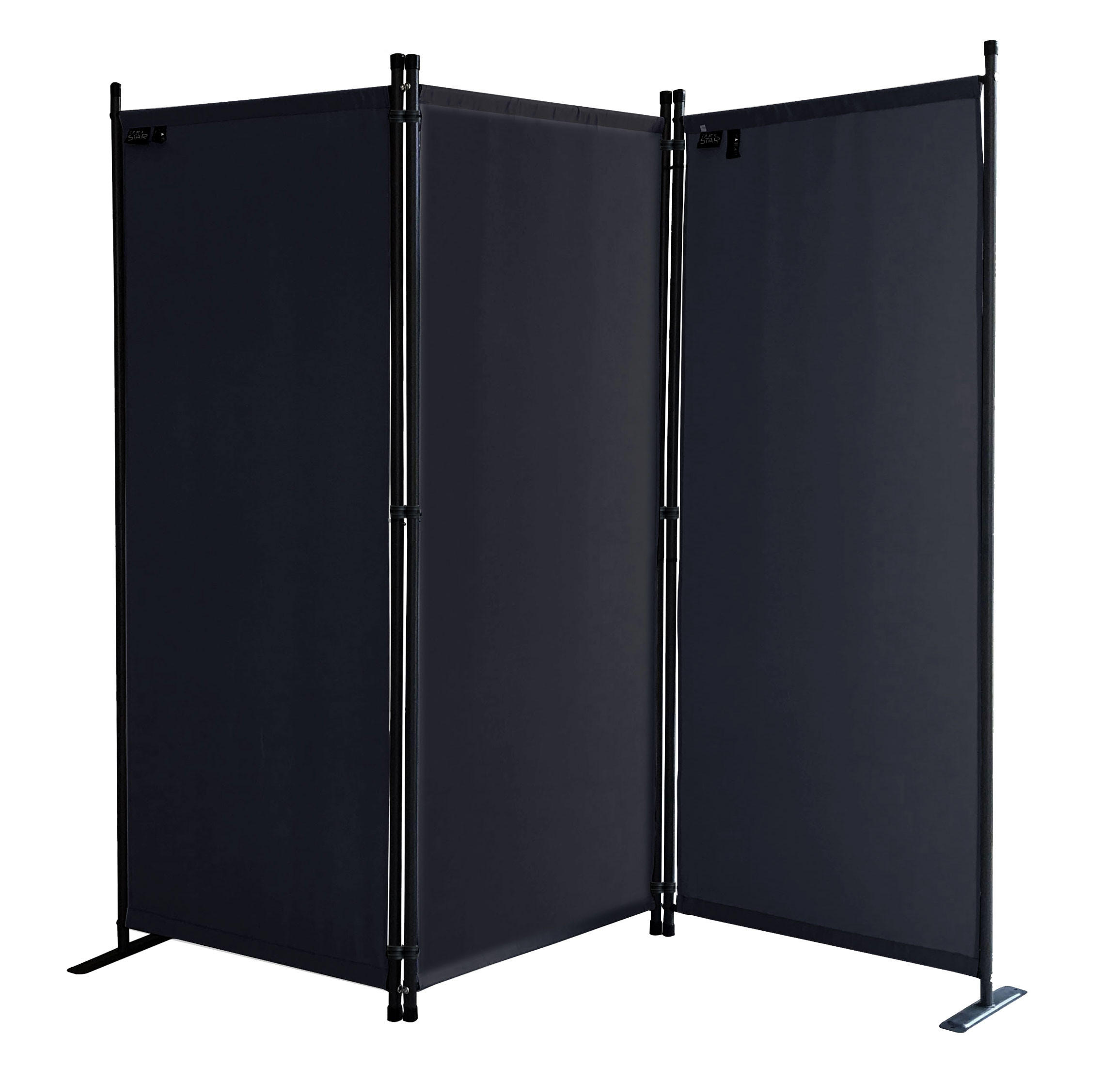 PARAVENT 3-tlg. 170x165 cm Schwarz - Schwarz, Metall (170/165cm) - QUICK STAR