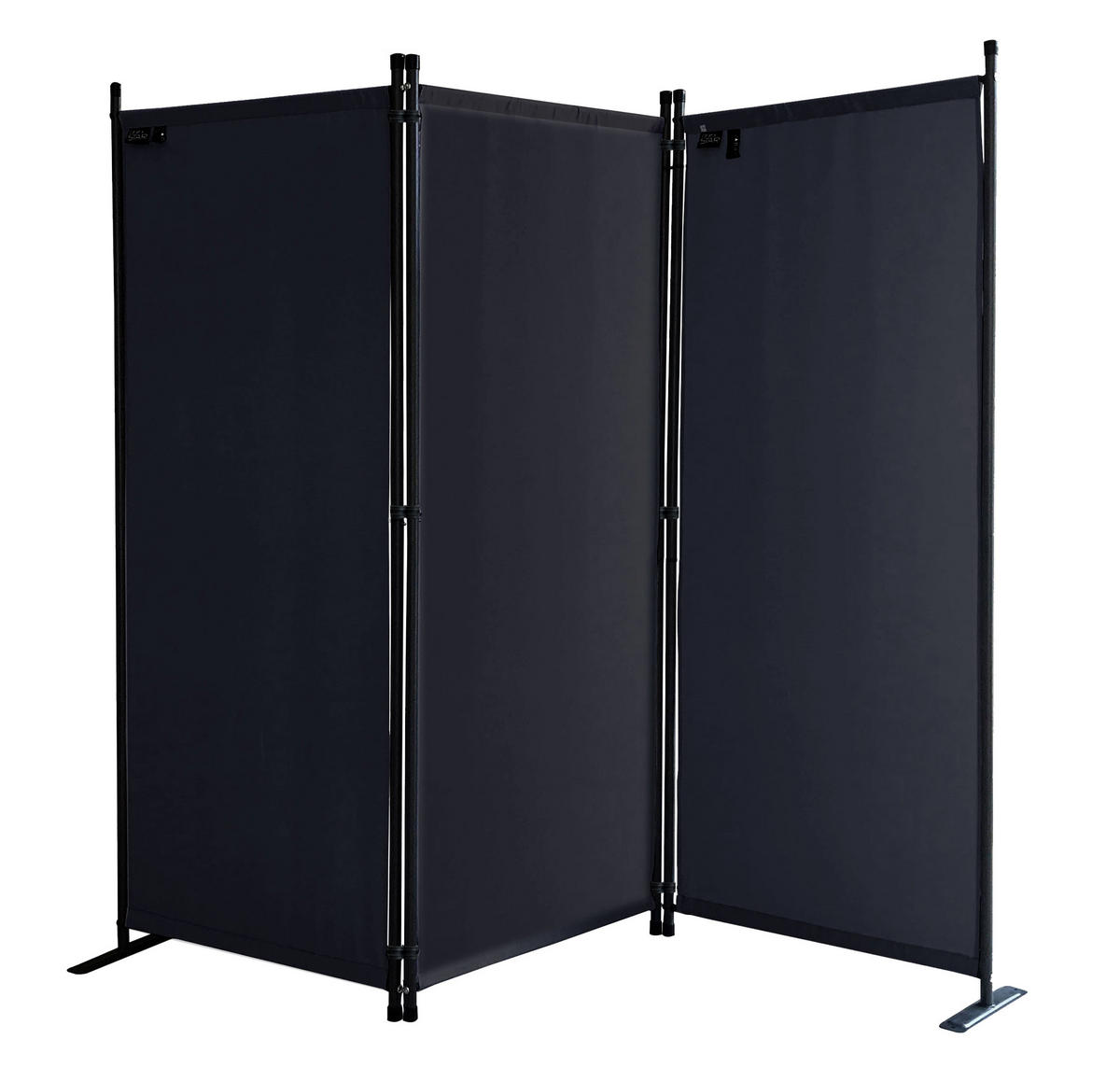PARAVENT 3-tlg. 170x165 cm Schwarz - Schwarz, Metall (170/165cm) - QUICK STAR