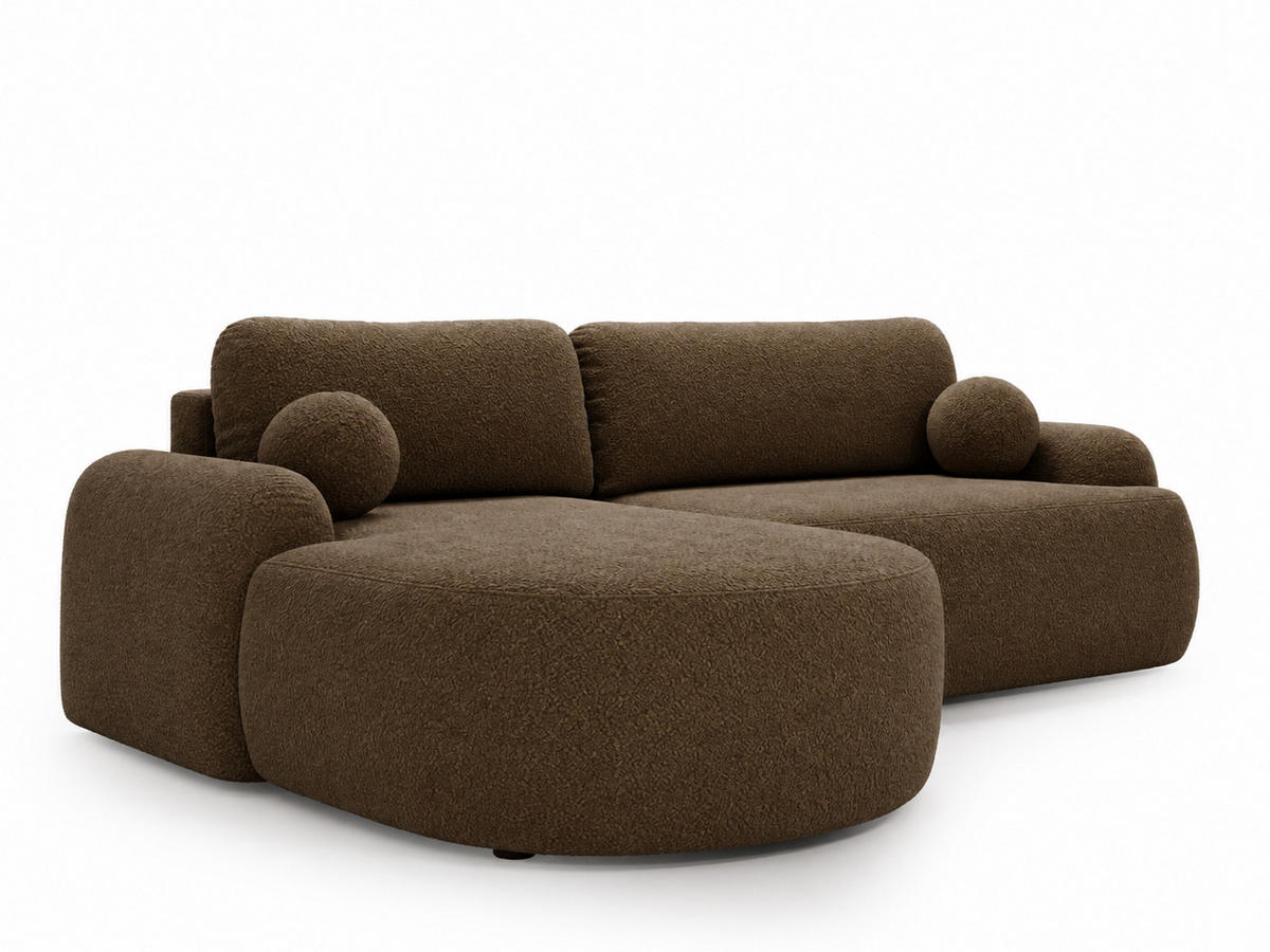 ECKSOFA Aurio Dunkelbraun Links - Dunkelbraun, Holz/Textil (177/261cm) - Graingold