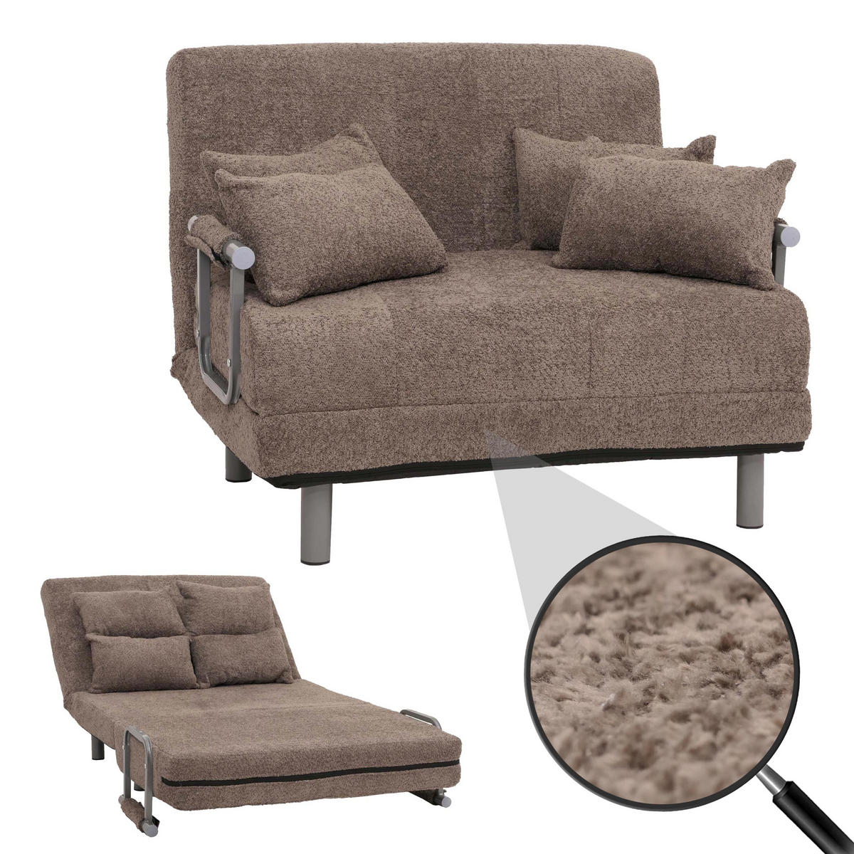 SCHLAFSESSEL Braun - Braun, Textil (105/80/190cm) - MCW