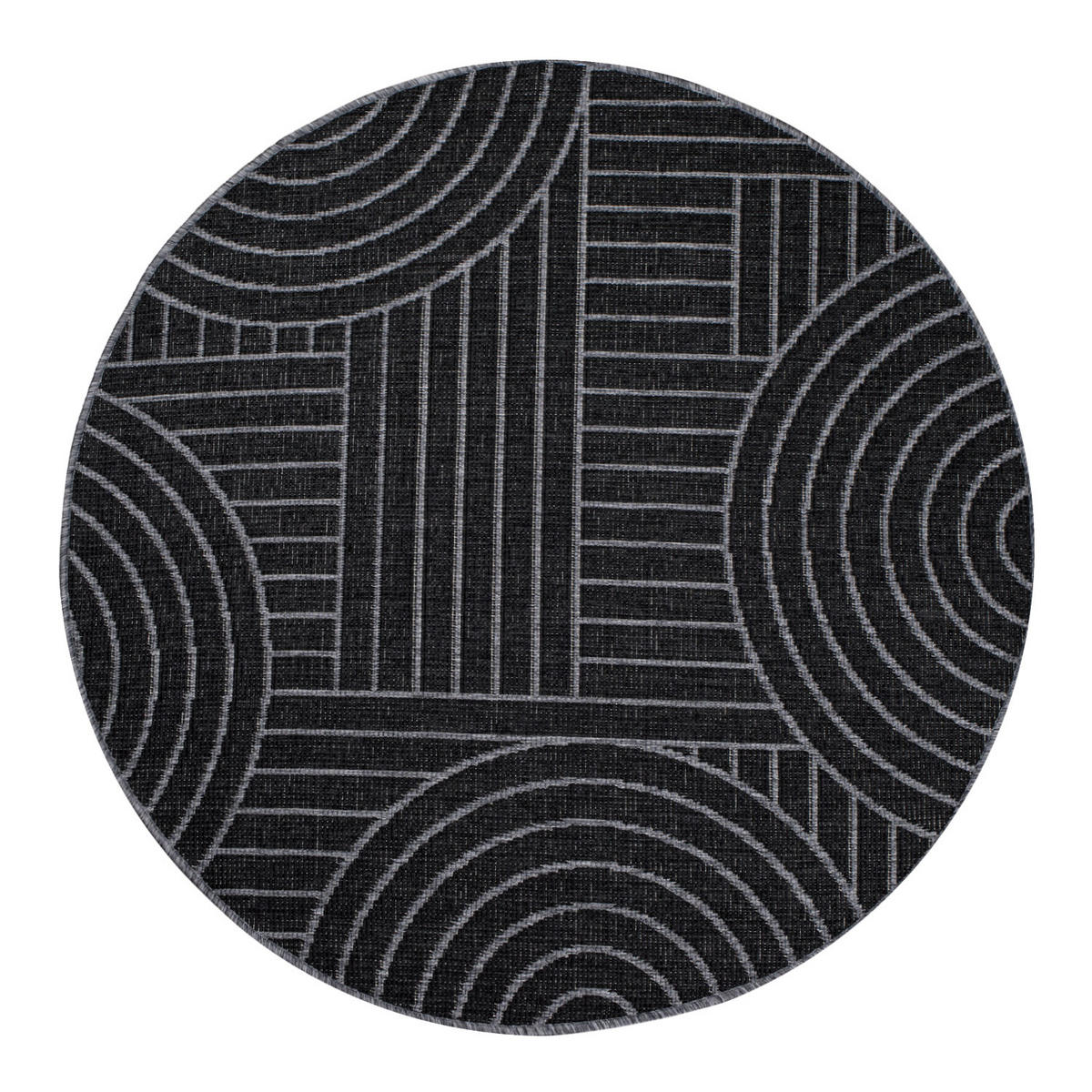 OUTDOOR-TEPPICH DuoRug 5842 Anthrazit 120x120 cm - Anthrazit, Textil (120/120cm) - carpet city