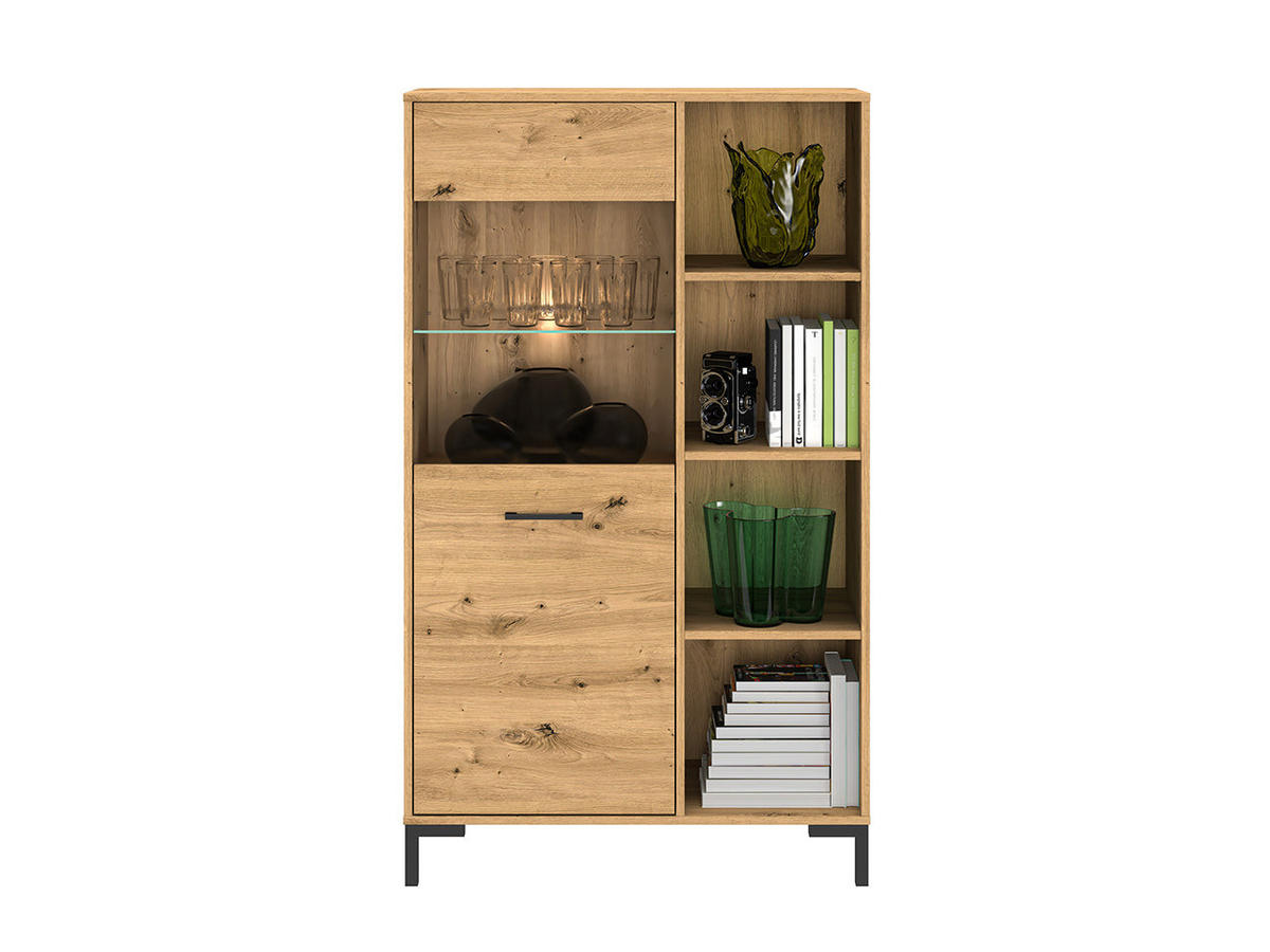 VITRINE – 55 cm – Nevio – Schwarz / Eichefarben – VI-016 - Eichefarben/Schwarz, Holzwerkstoff (55/200/40cm) - hi-markt