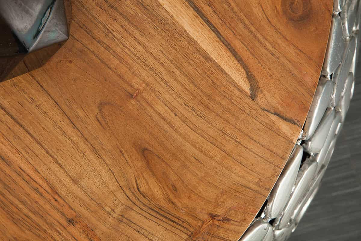 COUCHTISCH STONE MOSAIC Mango Silber 65 cm - Silberfarben/Braun, Holz/Metall (65/65/35cm) - riess-ambiente