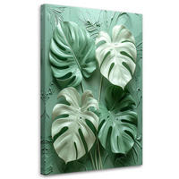 LEINWANDBILD, Dekorative Monstera-Blätter in einer pastellgrünen Komposition - Grün, Textil (20/30cm) - Feeby