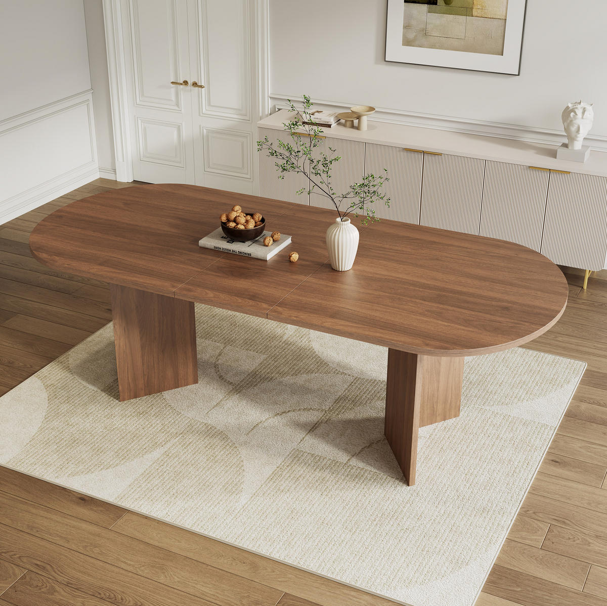 ESSTISCH 160/200/90 cm in Nussbaum ausziehbar mit abgerundeten Ecken - Walnussfarben, Holzwerkstoff (200/90/75cm) - Flora Grace