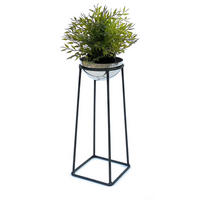 BLUMENHOCKER Metall mit Topf Schwarz Silber 43,5 cm Blumenständer 96078 S - Schwarz, Metall (17.5/43.5/17.5cm) - DanDiBo
