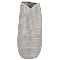 DEKOVASE Steinzeug silber Derbe - Silberfarben, Stein (32cm) - Beliani