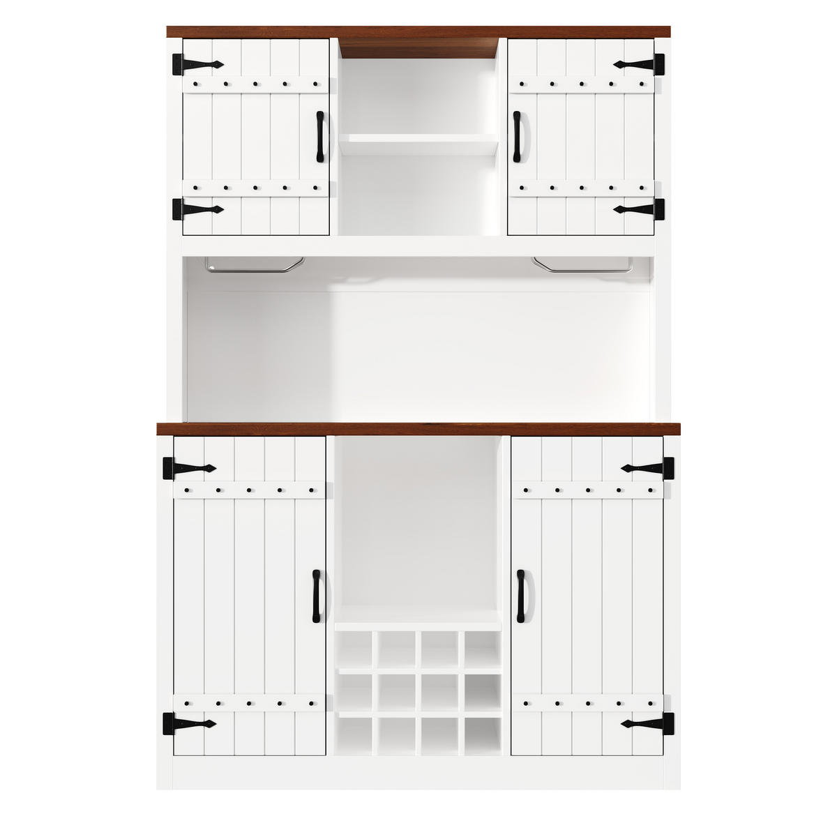 BUFFET DE-38491 120/40/180 cm mit Scheunentor-Design und LED Weiß - Weiß, Holzwerkstoff (120/180/40cm) - ComfortXL