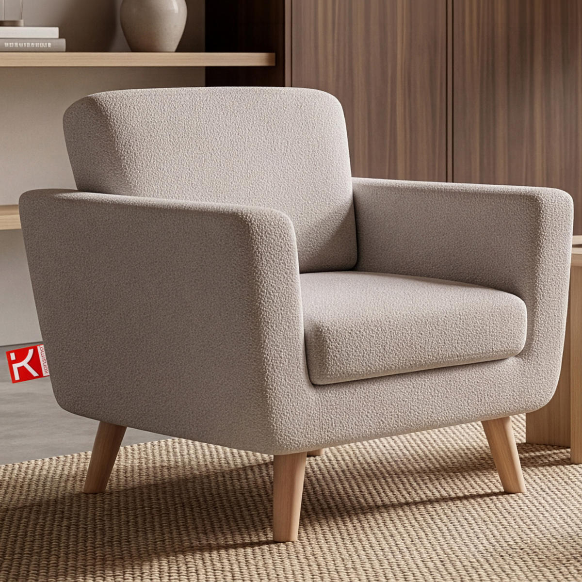 SESSEL TAGIO Massivholz-Beine, hellgrau - Hellgrau/Braun, Buchenholz/Textil (86/80/88cm) - KONSIMO®