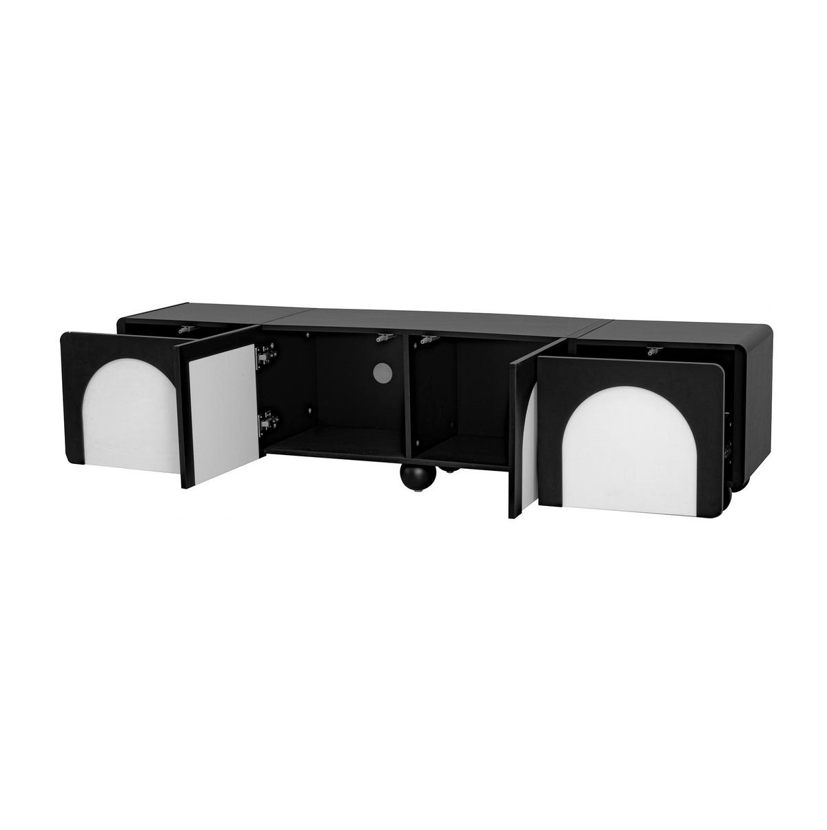 TV komoda z MDF a PB, 180/38/45 cm, černá/bílá - černá, kompozitní dřevo (180/45/38cm) - BEAOK