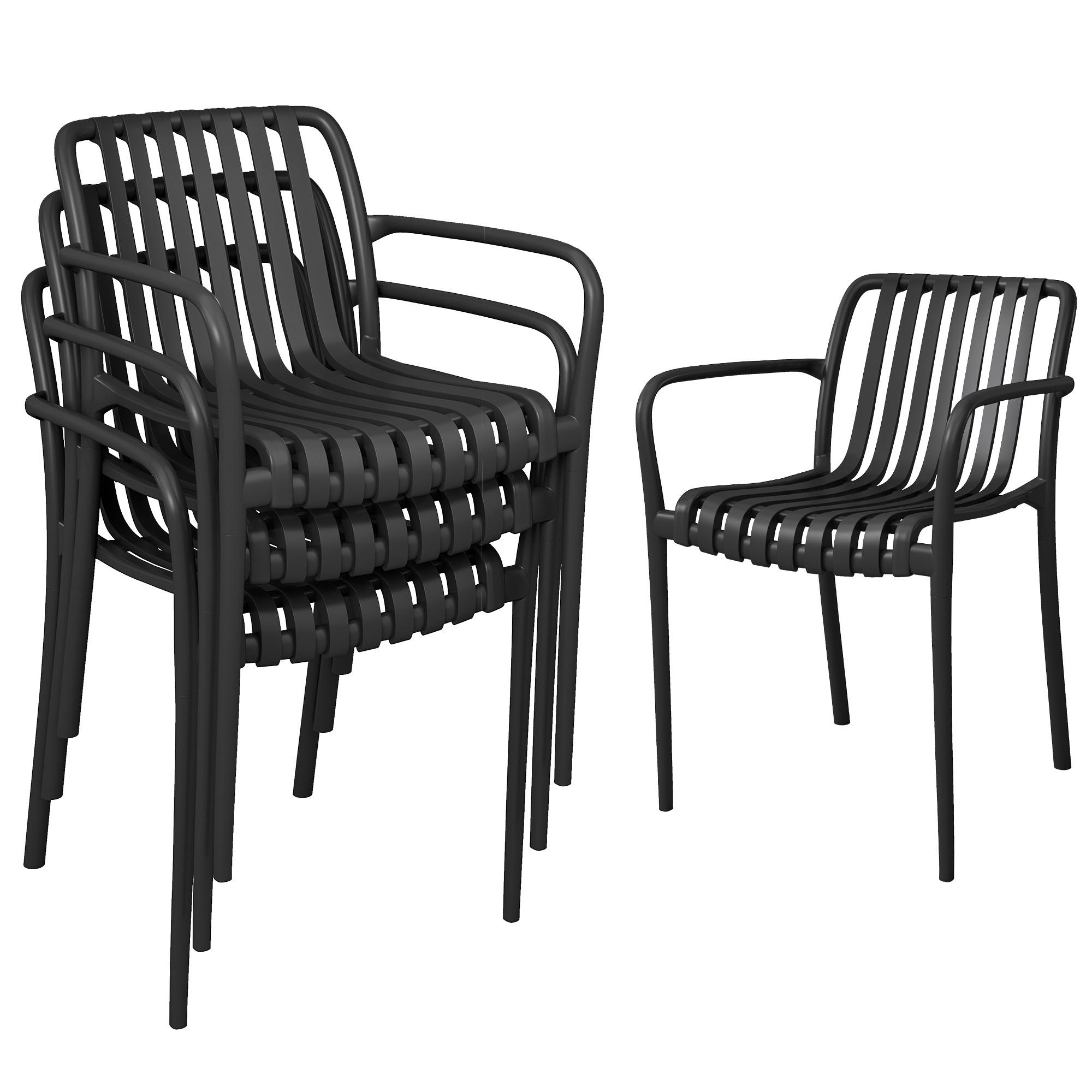 STÜHLE Schwarz 4 Stück - Schwarz, Kunststoff (55/81.5/58.5cm) - GiPP