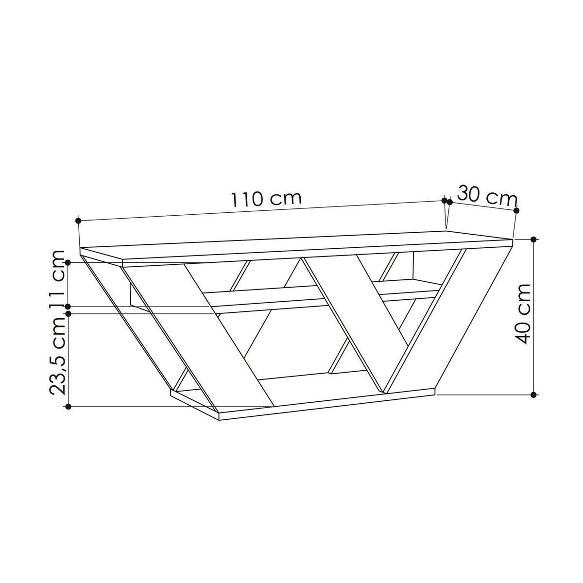 TV-MÖBEL 3 Regale L110 cm - Pipralla - Weiß, Holzwerkstoff (30/40/110cm) - Calicosy