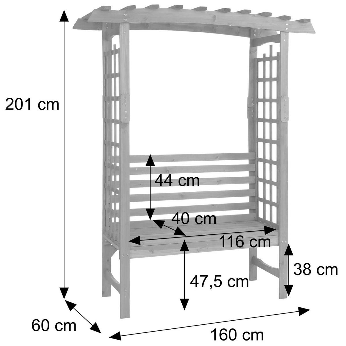 RŮŽOVÝ oblouk s lavičkou, hnědý - hnědá, dřevo (160/201/60cm) - MCW