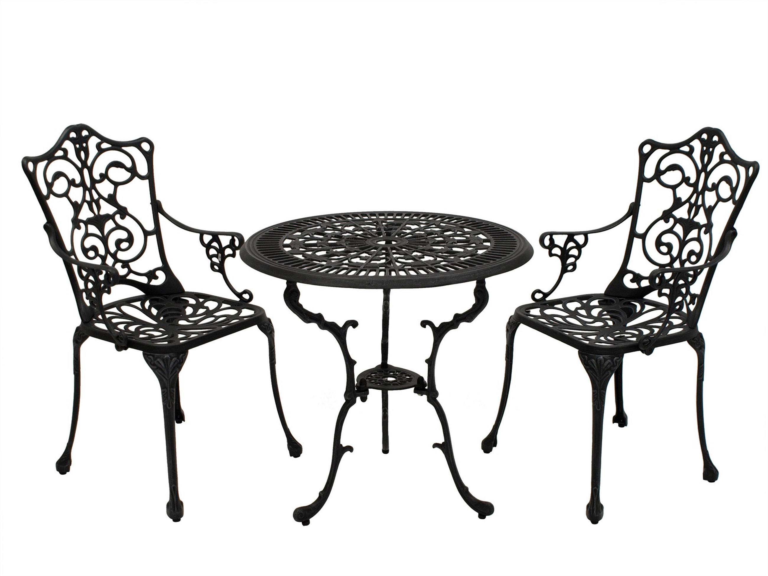 BISTROSET Boulder - Jugendstil - Gartenmöbel Set 3-teilig, Sitzgruppe Aluguss antik grau - Grau, Metall - TPFGarden